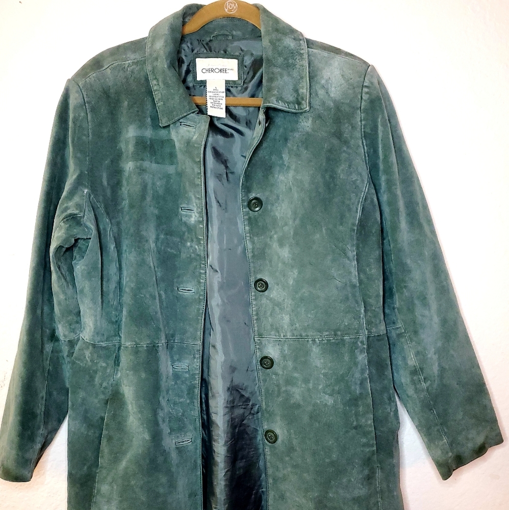 Thick Sage Green Suede leather jacket